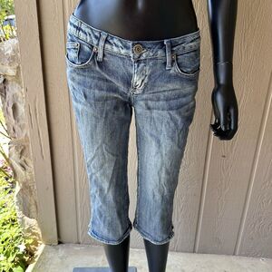 Vintage Y2K‎ Zana Di Capris Juniors Size 9 Light Wash Wide Leg Low Rise Bling